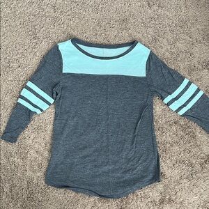City Streets Teal and Gray 3/4 Sleeve Tee